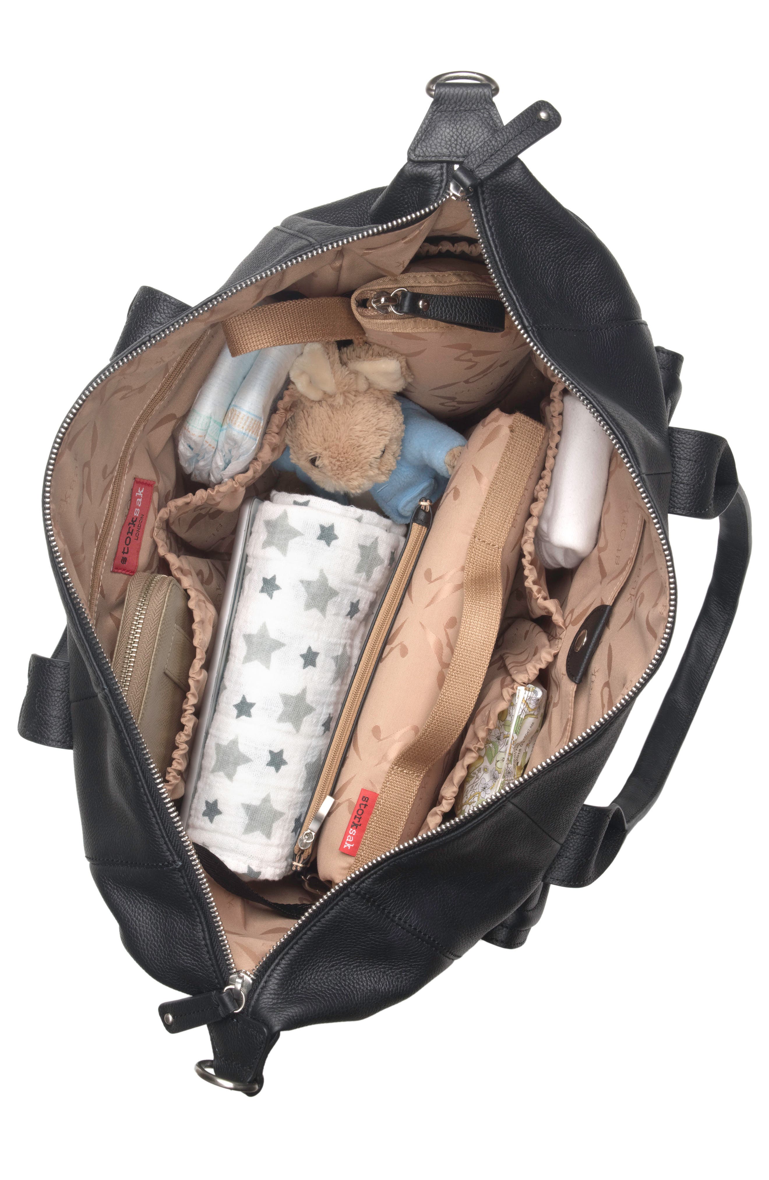 Storksak Storsak Leather Diaper Bag, Alternate, color, 