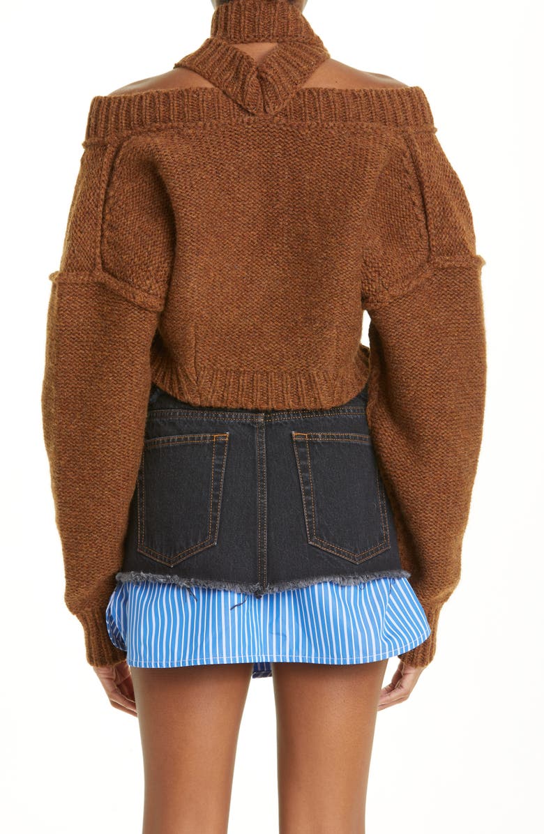 Meryll Rogge Off the Shoulder Crop Shetland Wool Sweater & Scarf, Alternate, color,