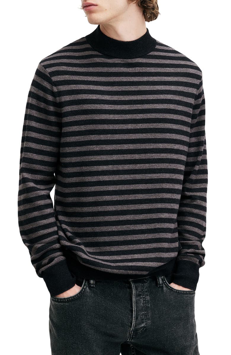 AllSaints Andi Stripe Wool Blend Mock Neck Sweater, Main, color, 