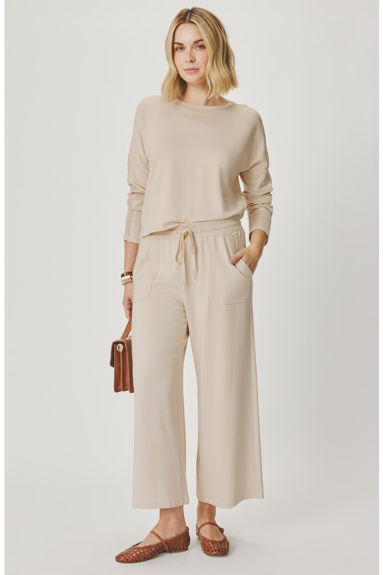 Jada Pointelle Sweatshirt, Alternate, color, LIGHT FAWN BEIGE