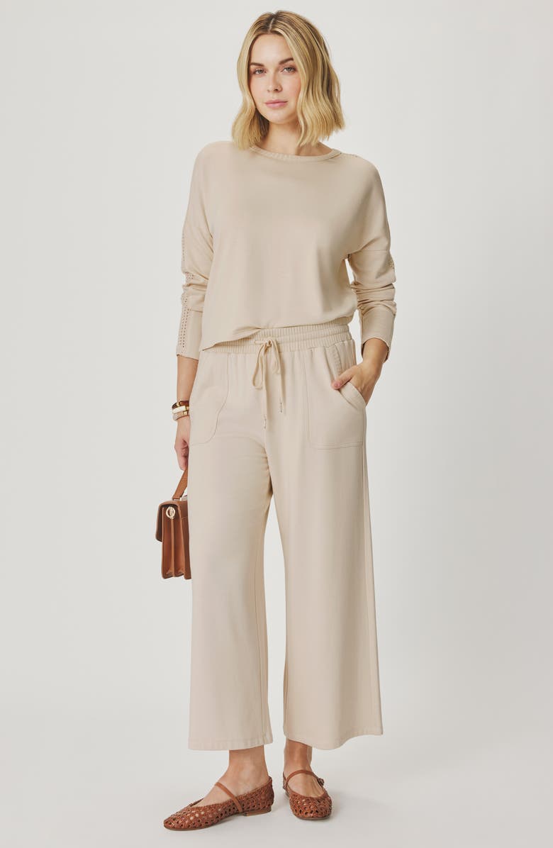 Splendid Jada Pointelle Sweatshirt, Alternate, color, Light Fawn Beige