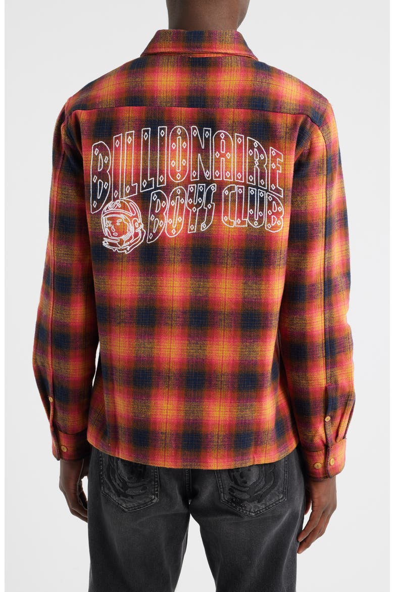 BB Curve Plaid Button-Up Shirt, Alternate, color, NAVY BLAZER