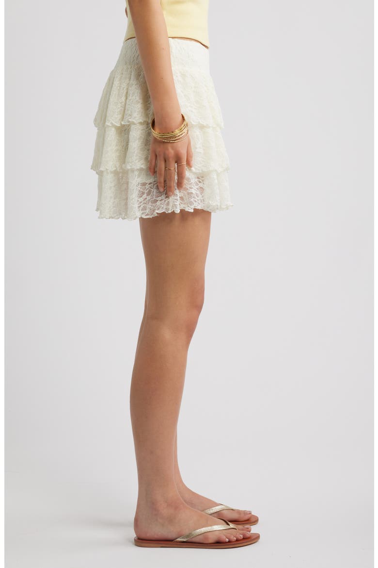 Lace Tiered Mini Skort, Alternate, color, IVORY