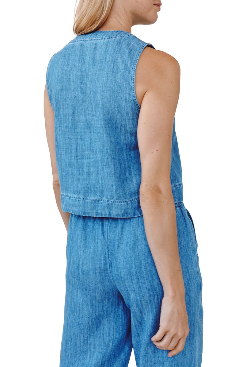 Bella Dahl Sleeveless Half Placket Crop Denim Pullover, Alternate, color, Island Blue