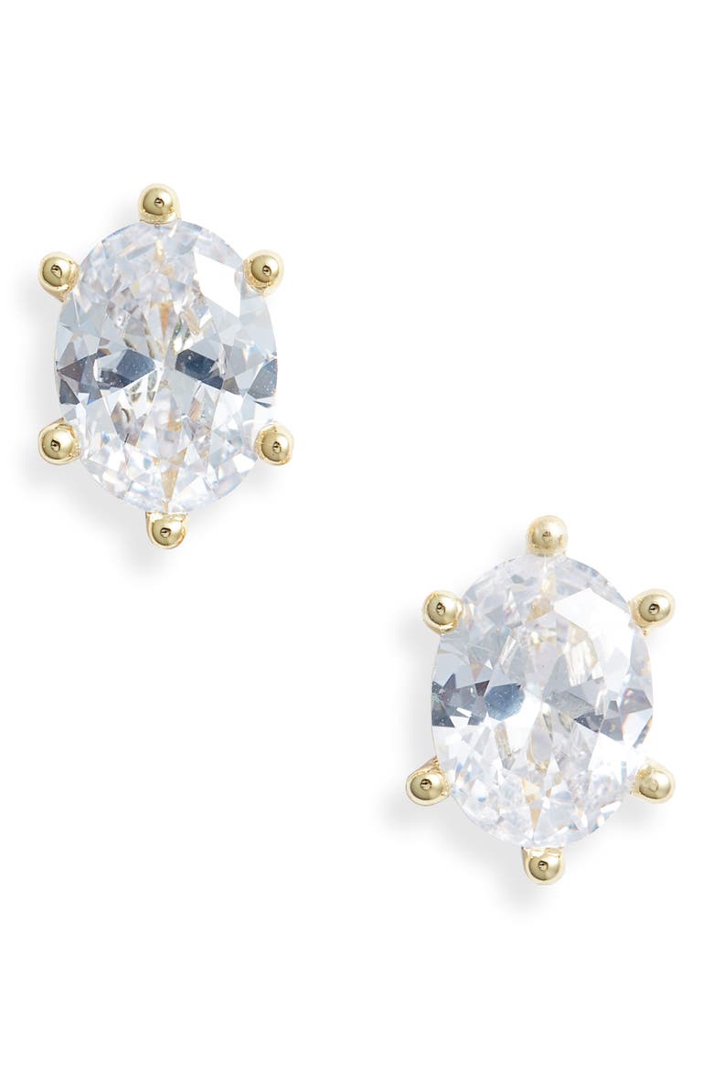 Cailin Cubic Zirconia Stud Earrings, Main, color, GOLD METAL WHITE