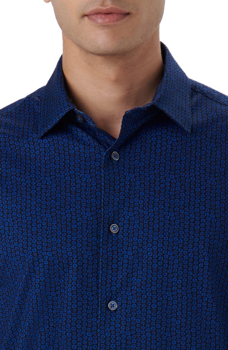 Bugatchi James OoohCotton<sup>®</sup> Floral Button-Up Shirt, Alternate, color, French Blue
