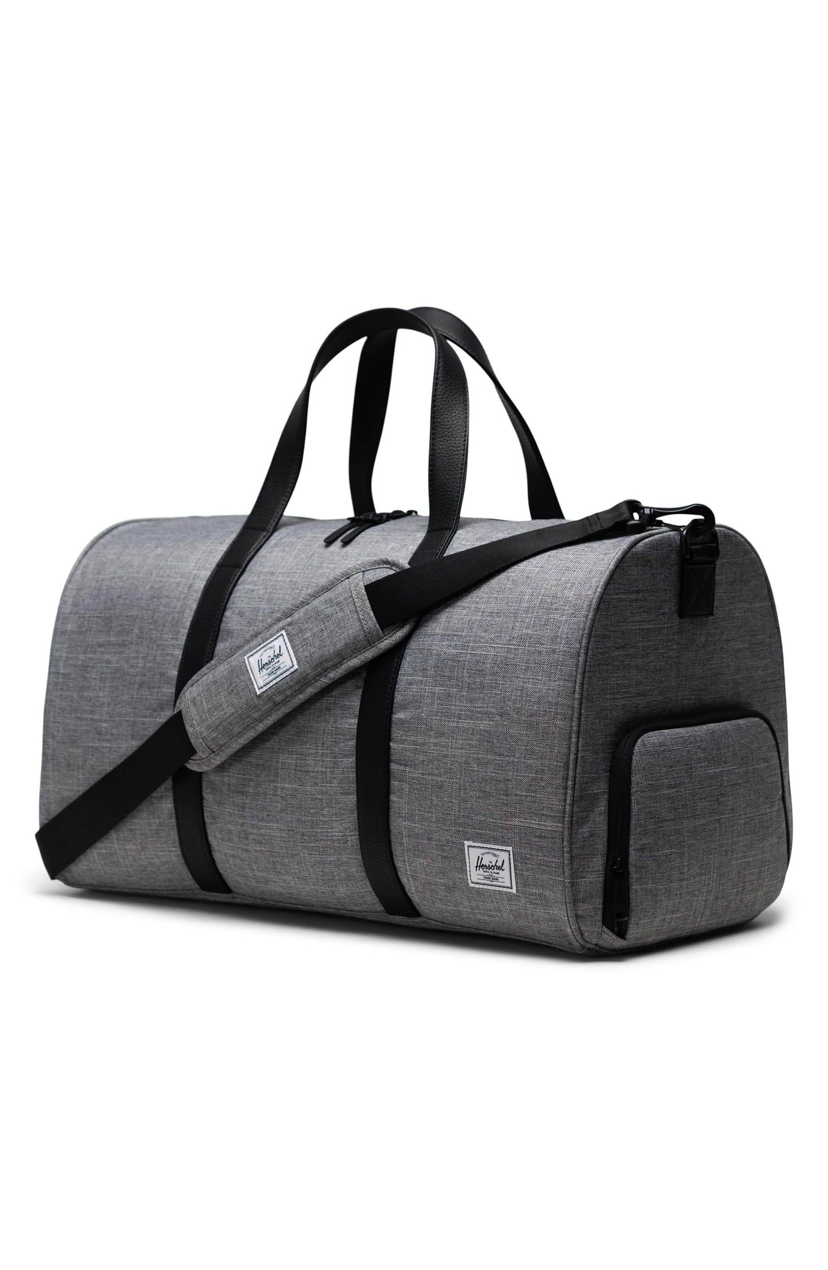 Novel Recycled Nylon Duffle Bag, Alternate, color, RAVEN CROSSHATCH