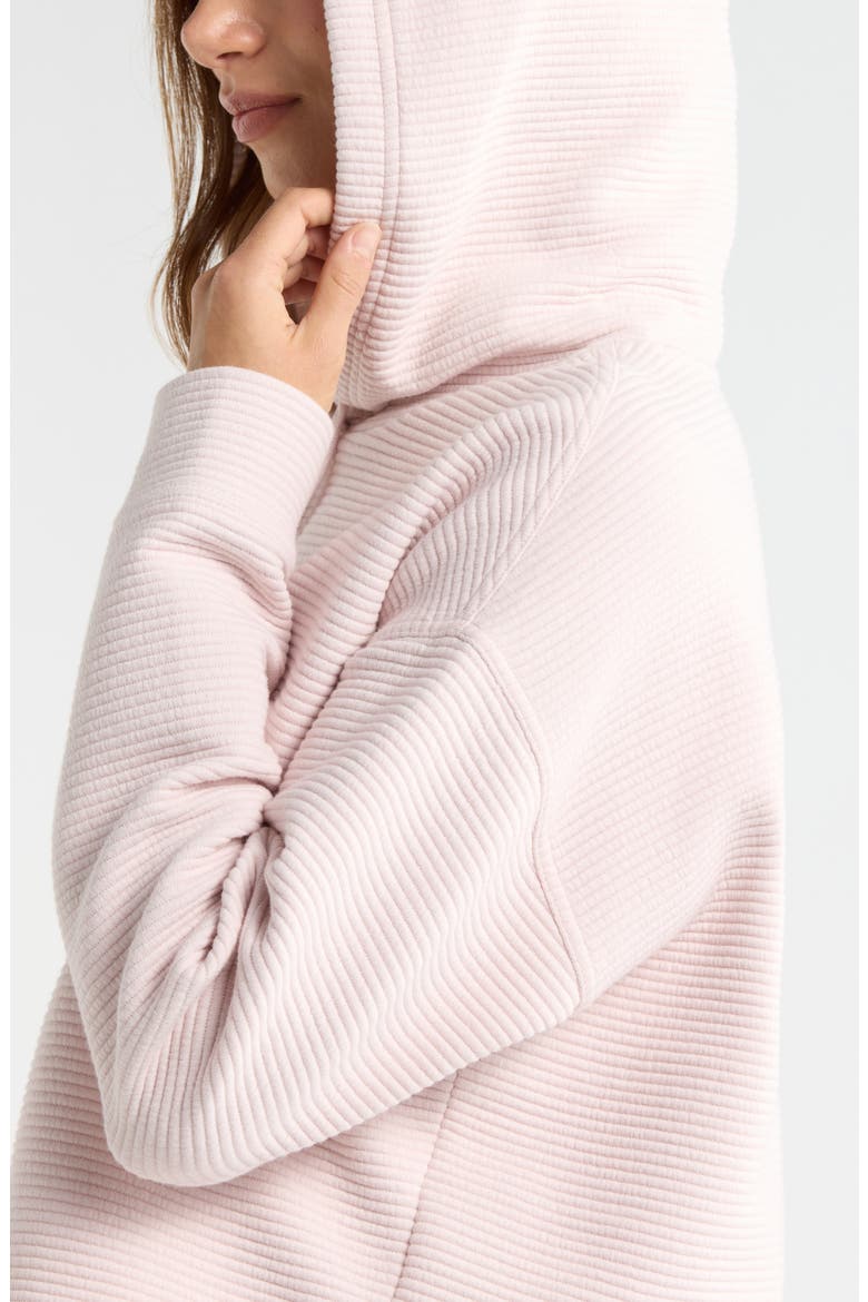 Ottoman Cotton Blend Ribbed Hoodie, Alternate, color, PINK HUSH