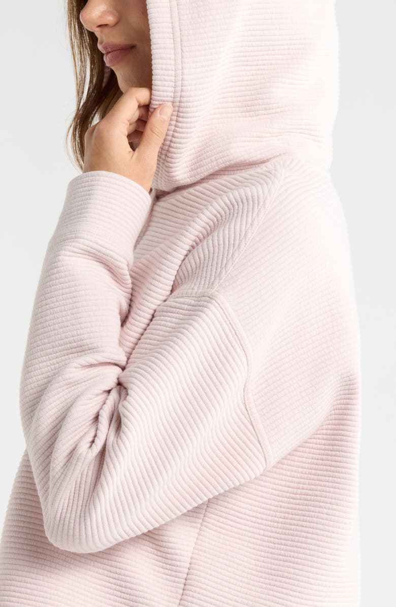 Zella Ottoman Cotton Blend Ribbed Hoodie, Alternate, color, Pink Hush