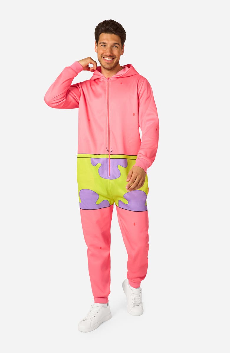 OppoSuits SpongeBob SquarePants<sup>™</sup> Patrick Hooded Fleece Costume Jumpsuit, Alternate, color, Pink