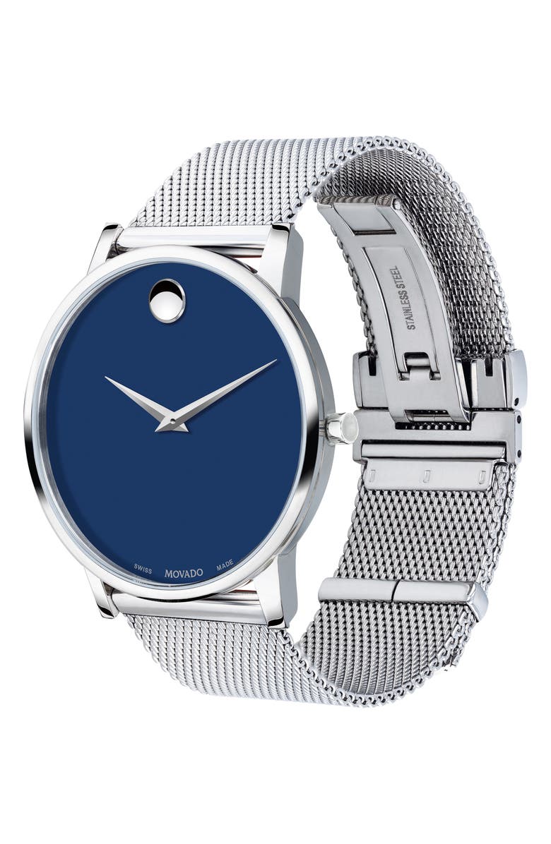 Movado Museum Mesh Bracelet Watch, 40mm, Alternate, color, 