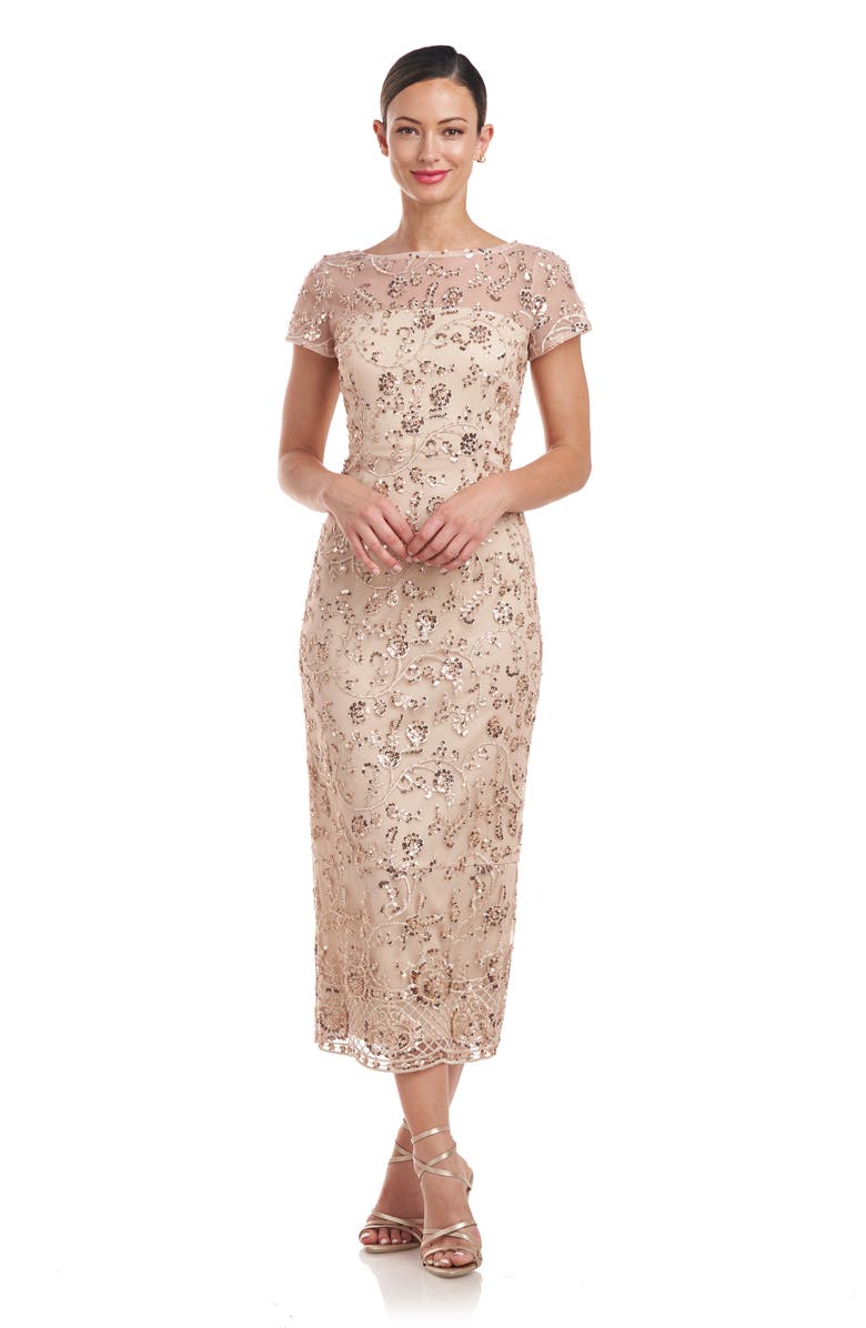 JS Collections Sequin Embroidered Cocktail Dress, Alternate, color, 
