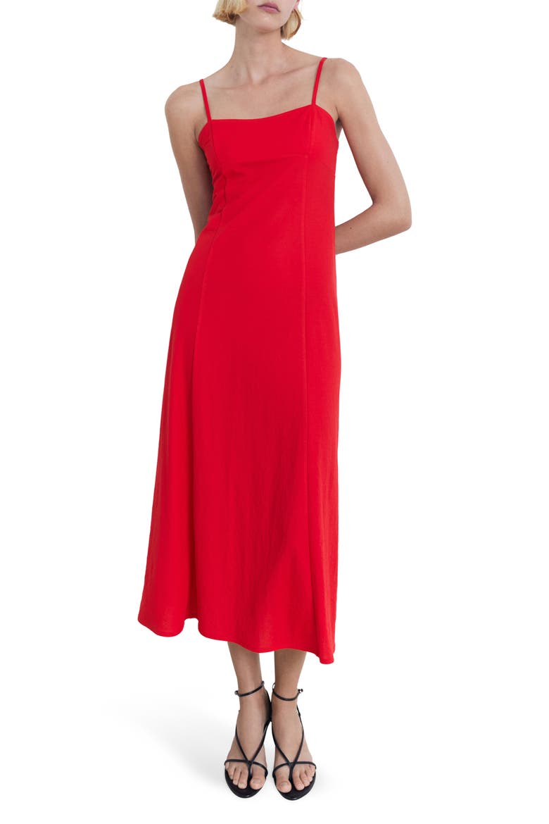 Bow Back Midi Dress, Main, color, RED
