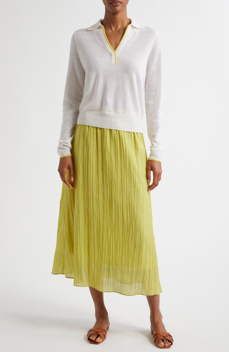 MARGARET O'LEARY Long Sleeve Cashmere & Linen Polo Sweater, Alternate, color, 