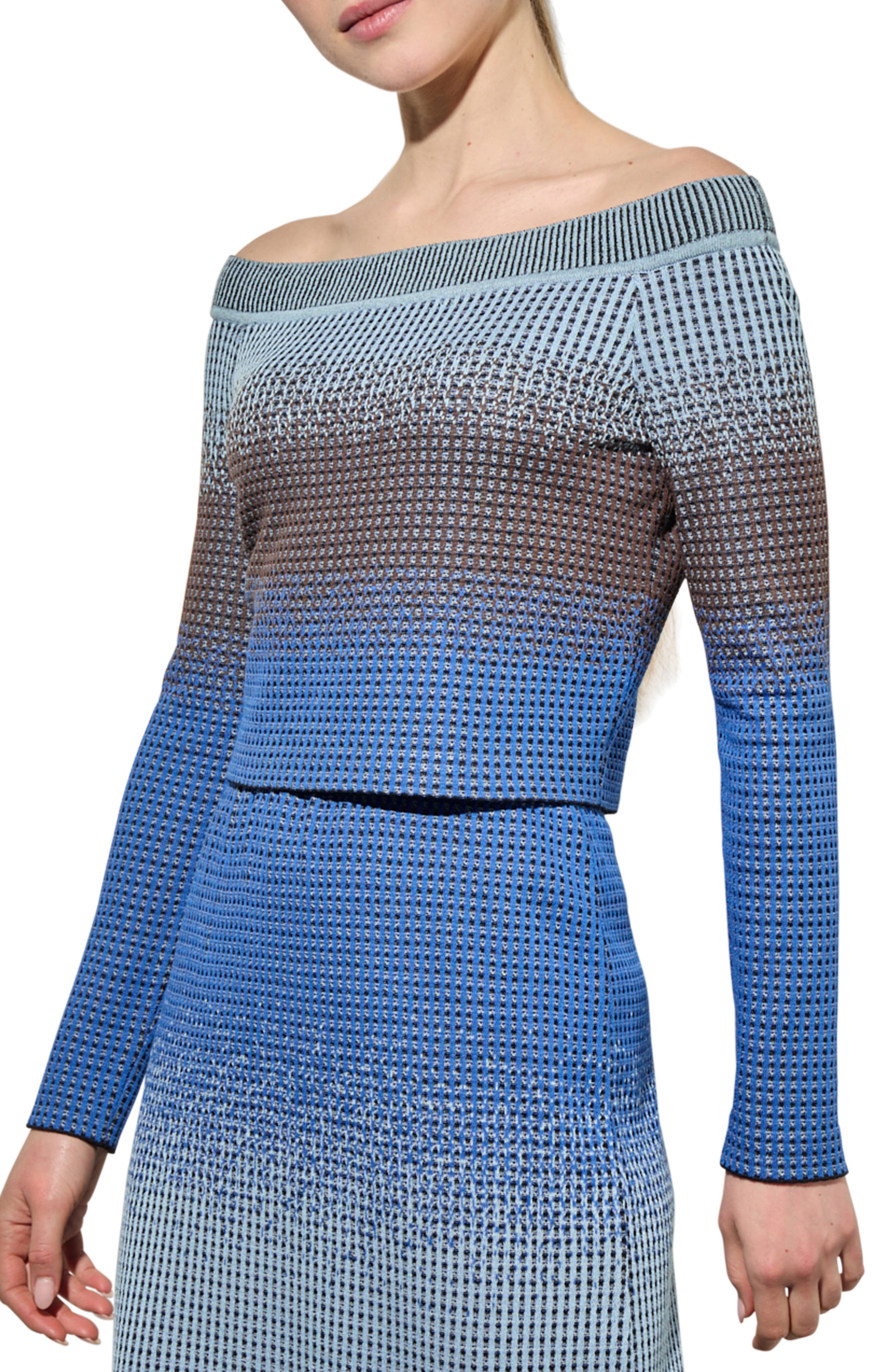 Ombre Off the Shoulder Crop Sweater - image 2