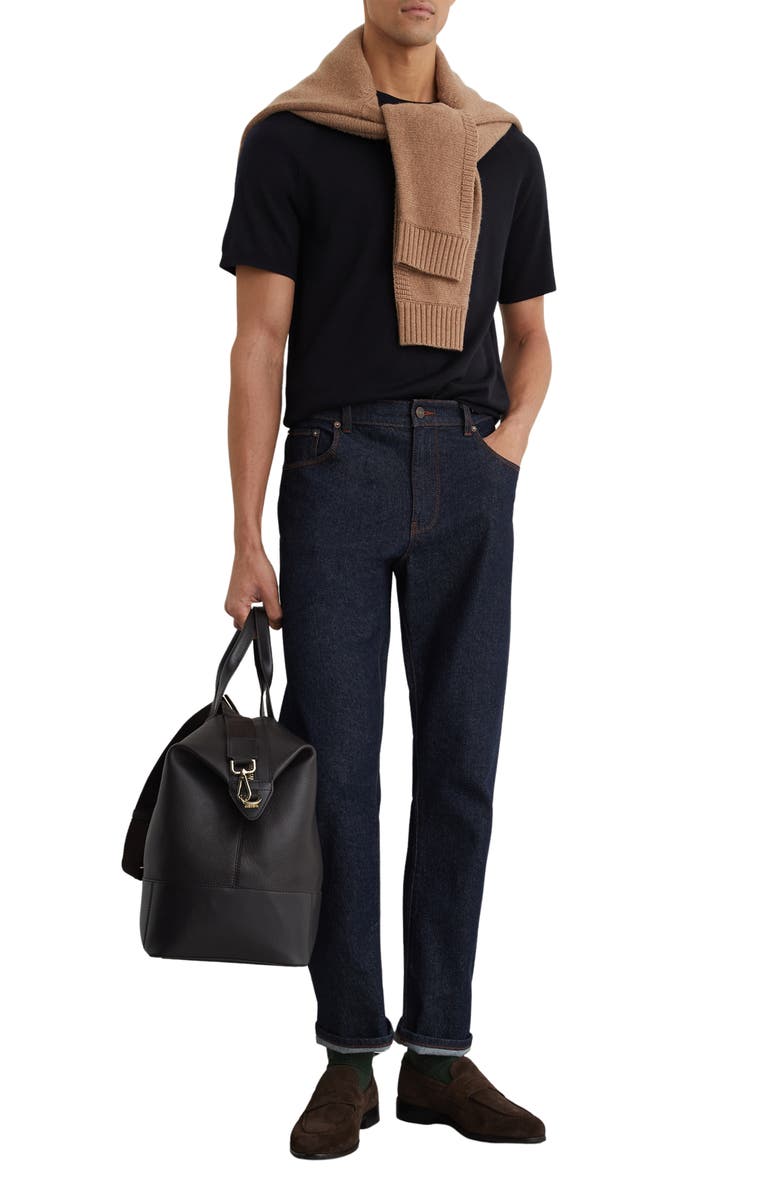 Reiss Brook Merino Wool T-Shirt, Alternate, color, Navy