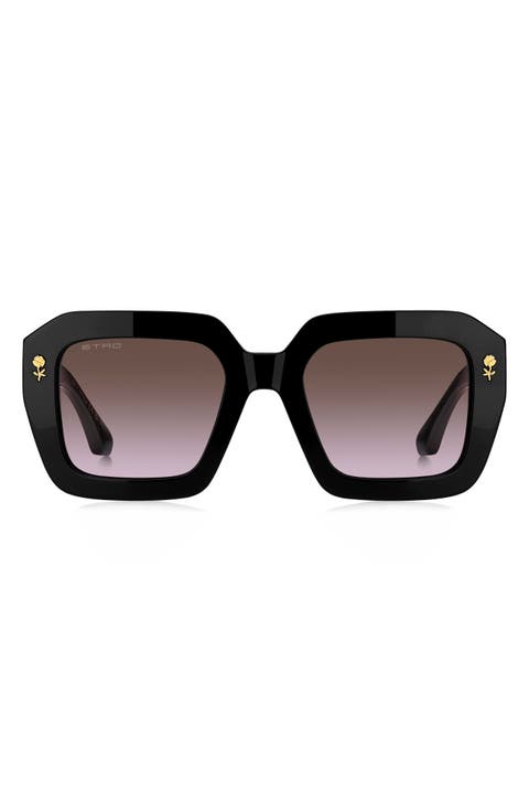 52mm Gradient Rectangular Sunglasses