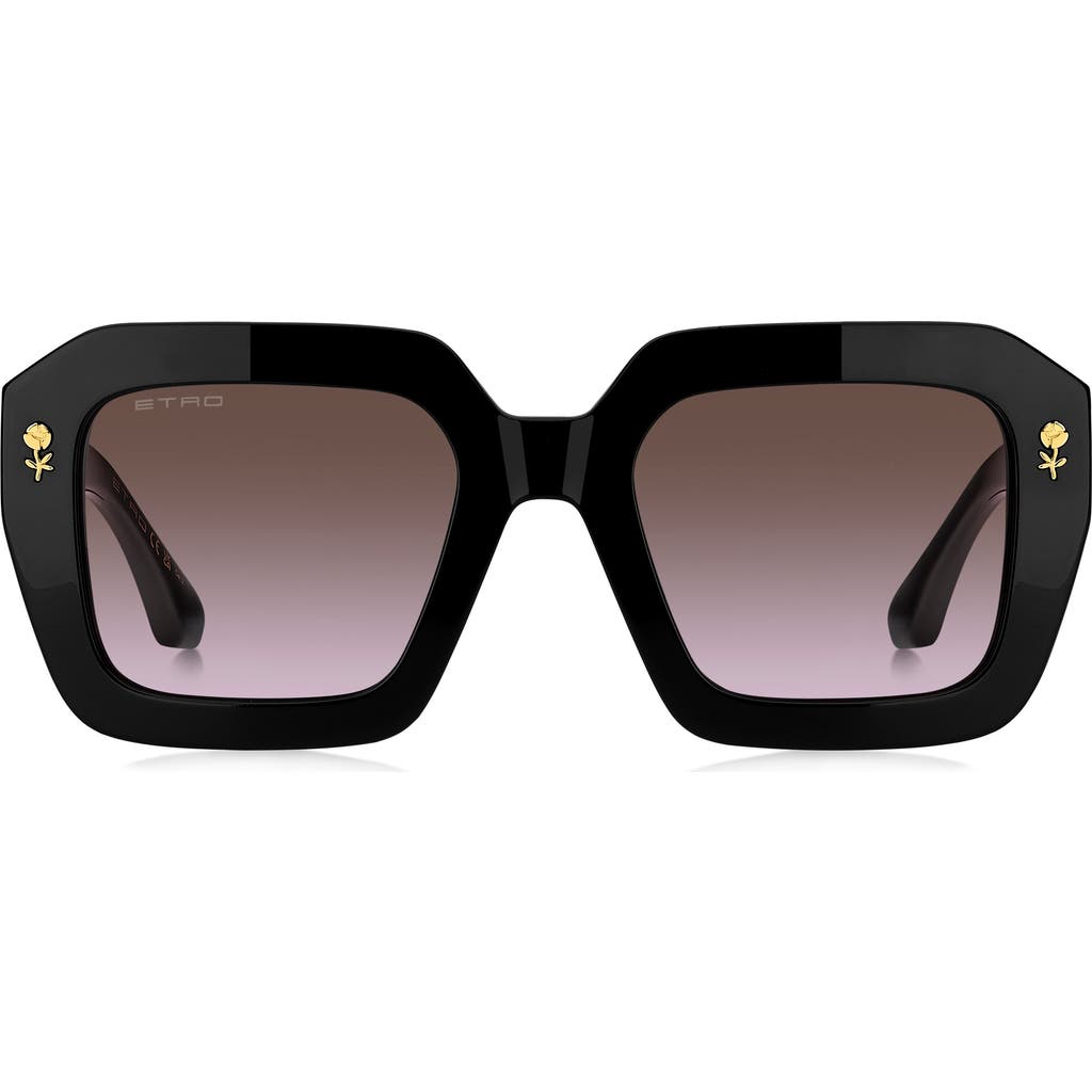 Etro 52mm Gradient Rectangular Sunglasses In Black