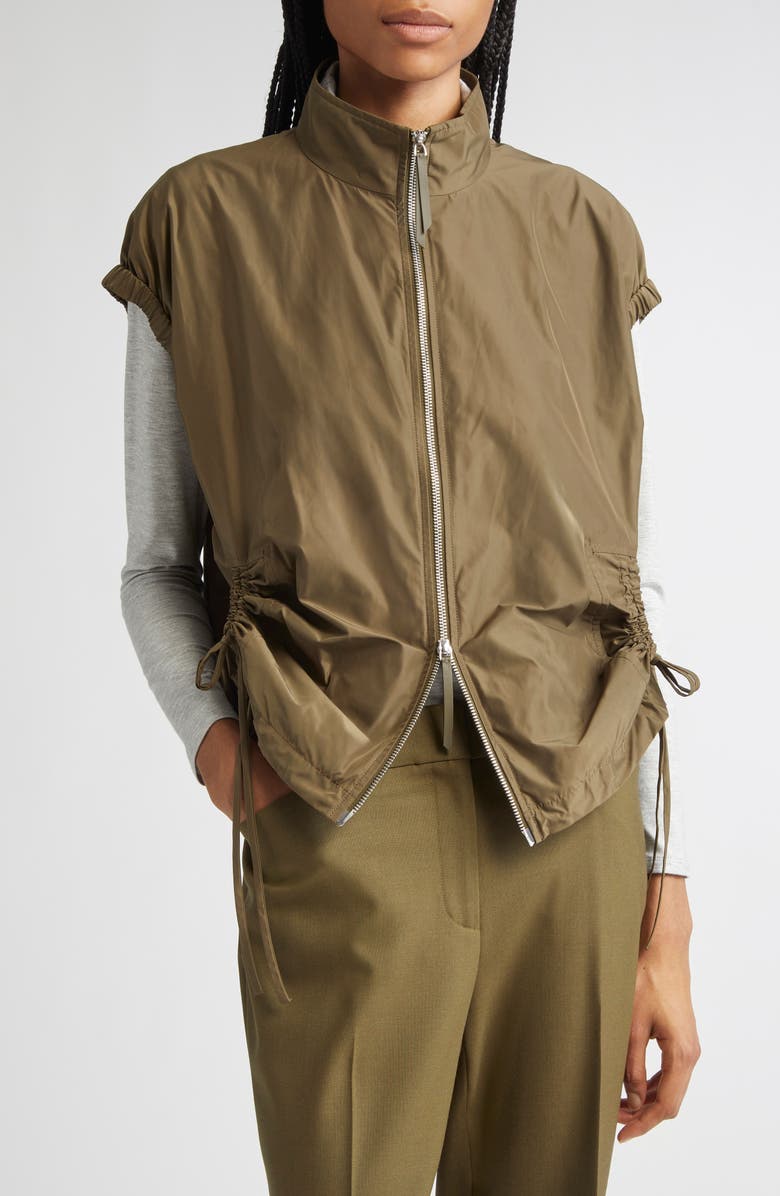 Lafayette 148 New York Ruched Pocket Zip Vest, Alternate, color, Forage Green