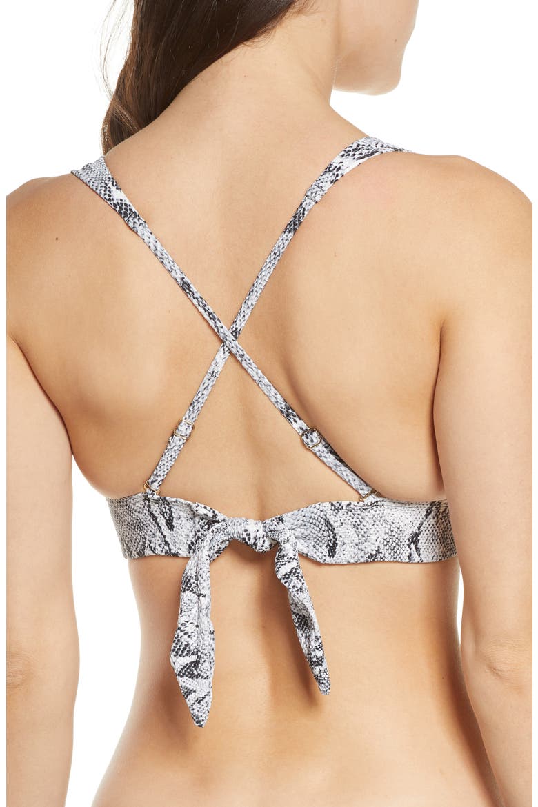 Textured Plunge Bikini Top, Alternate, color, WHITE SNAKESKIN