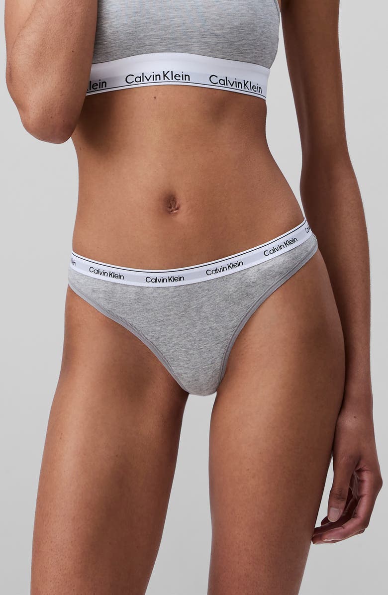 Calvin Klein 3-Pack Cotton Thongs, Alternate, color, Coral Grey Green