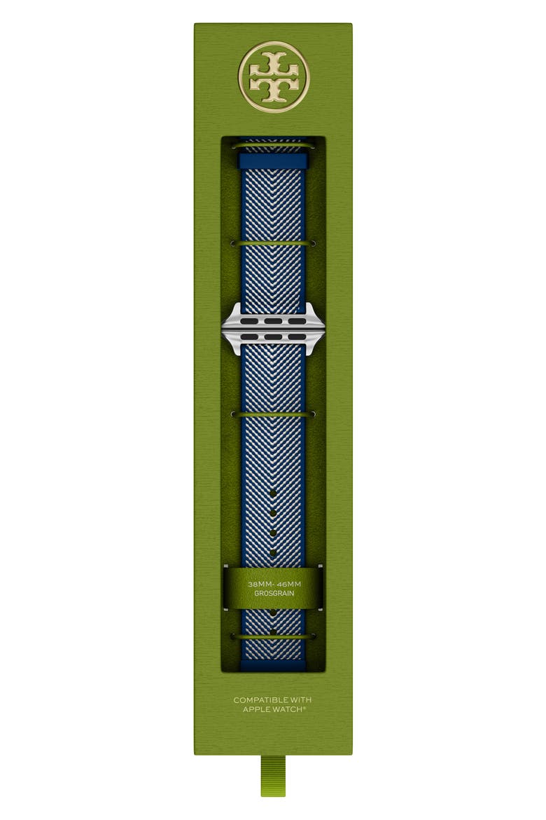 The Kira Grosgrain 20mm Apple Watch® Watchband, Alternate, color, NAVY