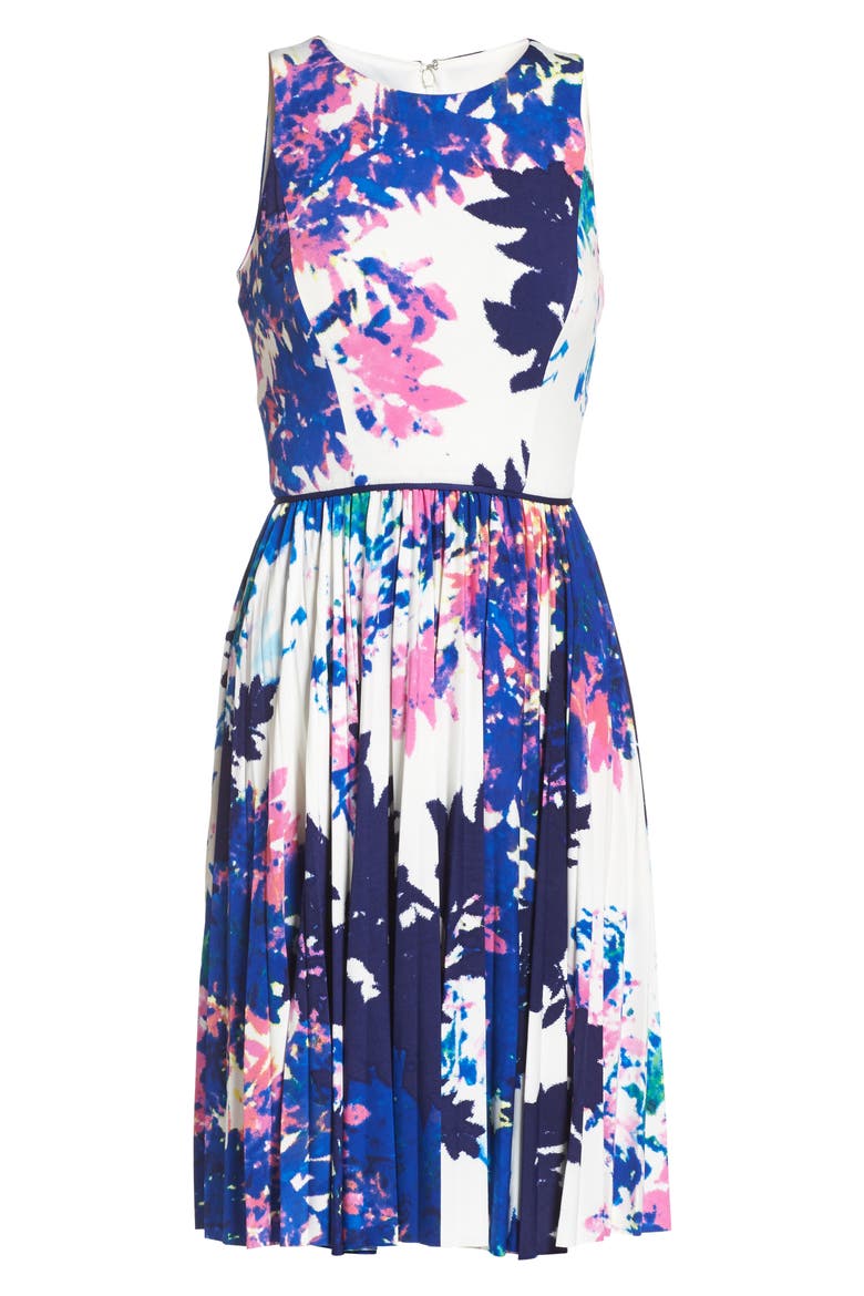 Stretch Fit & Flare Dress, Alternate, color, SOFT WHITE/ PINK