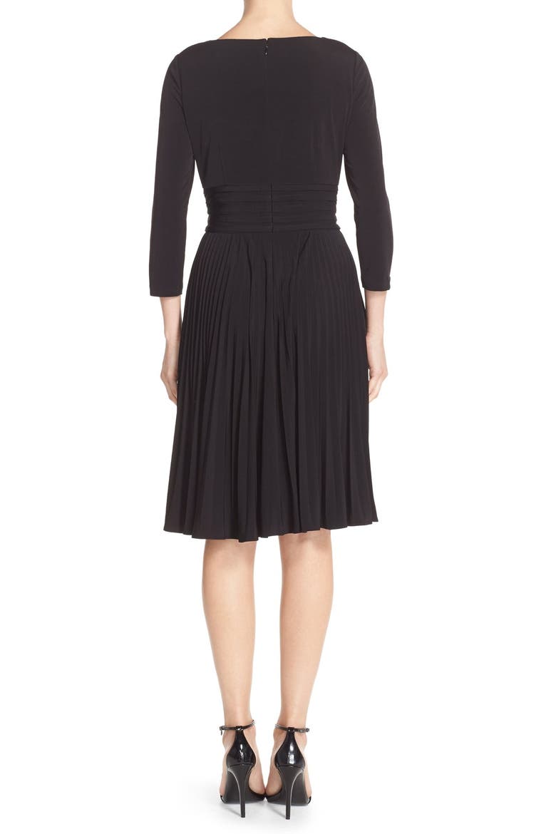 Pleated Jersey Fit & Flare Dress, Alternate, color, BLACK