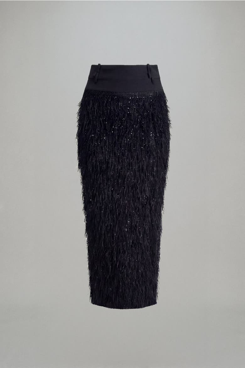 Nina Fringe Skirt, Alternate, color, Black