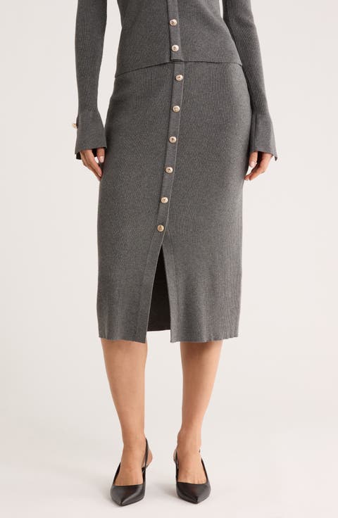 Button Front Sweater Skirt