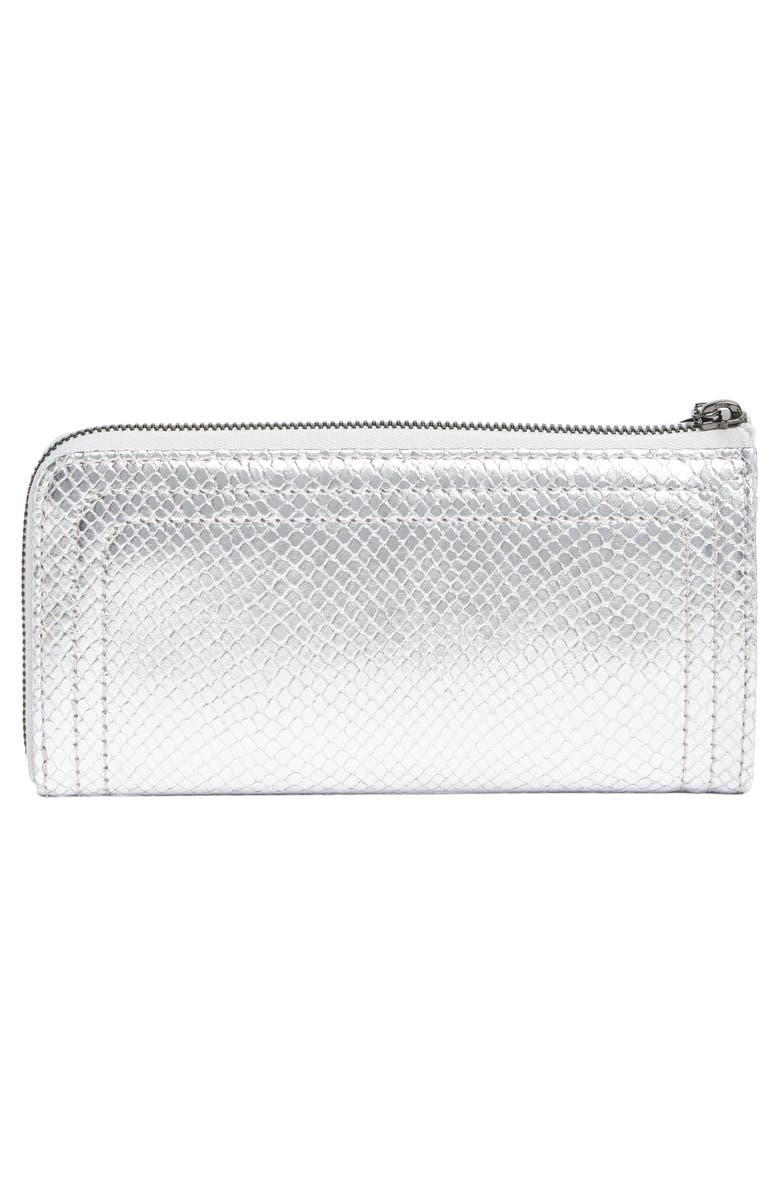 Longchamp Quarter Zip Snake Embossed Wallet, Alternate, color, Silver