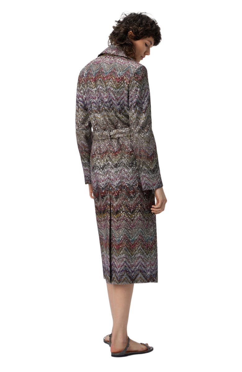 Missoni Long Double-breasted Trench Coat With Wavy Zigzag Pattern, Alternate, color, Multicoloured