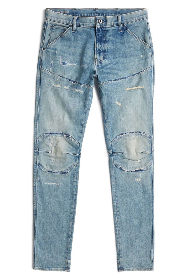 5620 3D Ripped Slim Fit Jeans, Alternate, color, VINTAGE RAINSTORM RESTORED