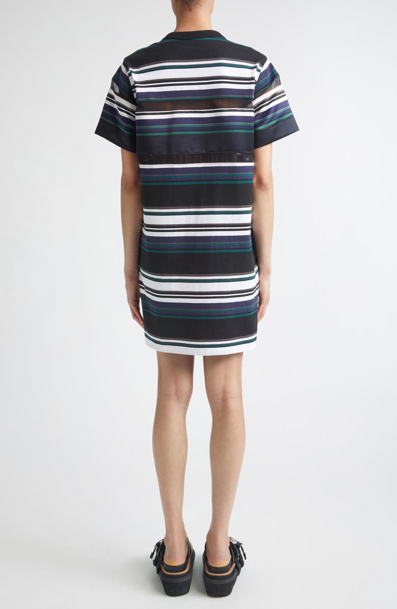 Sacai Stripe Cotton Jersey T-Shirt Dress, Alternate, color, Black
