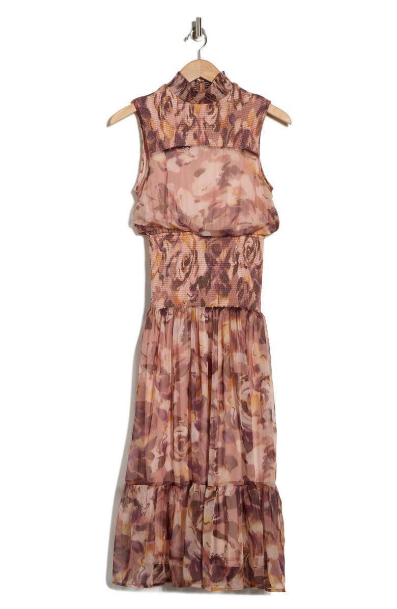 AREA STARS Mock Neck Sleeveless Fit & Flare Midi Dress, Alternate, color, Blush Floral