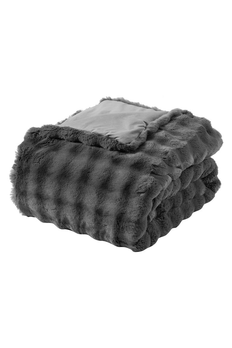 Bubble Faux Fur 3-Piece Comforter Set, Alternate, color, GREY