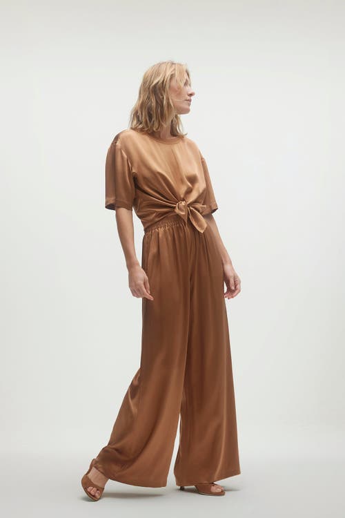 Naked Cashmere Evan Silk Wide Leg Pant In Brown