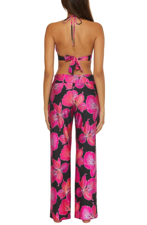 Trina Turk Fluery Cover-up Pants In Black/pink Multi