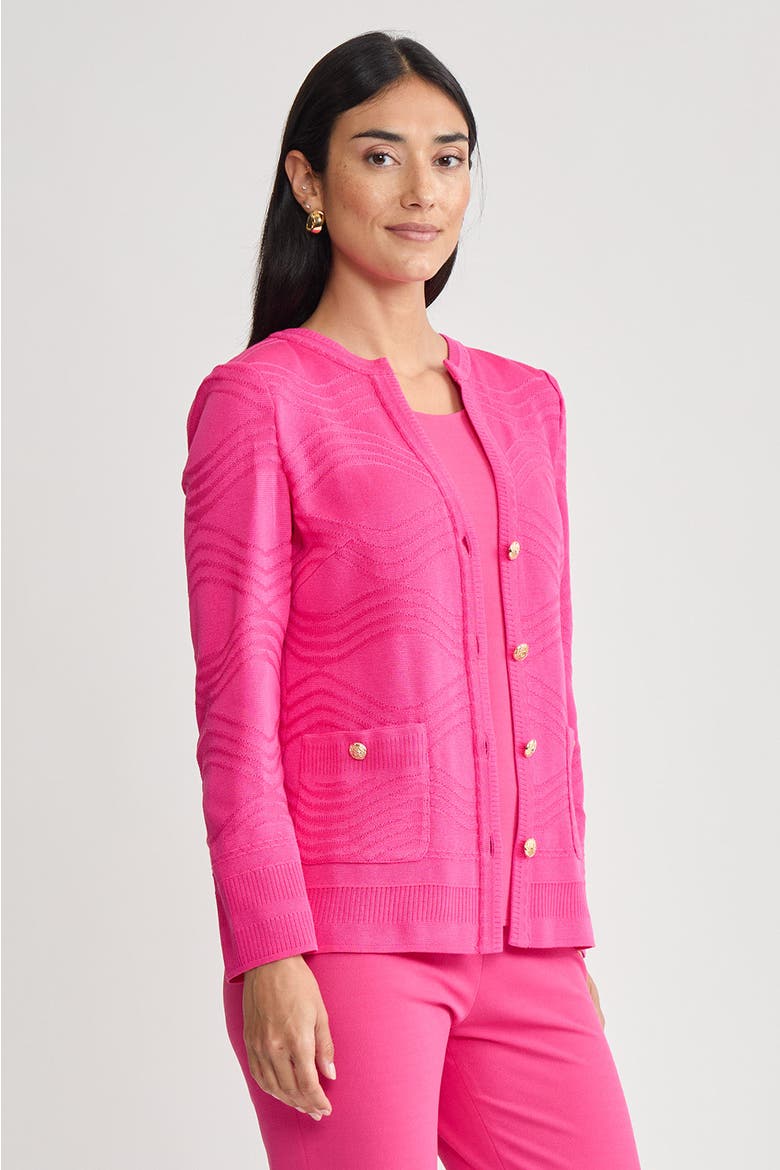 Heritage Tonal Textured Wave Knit Jacket, Alternate, color, Carmine Rose