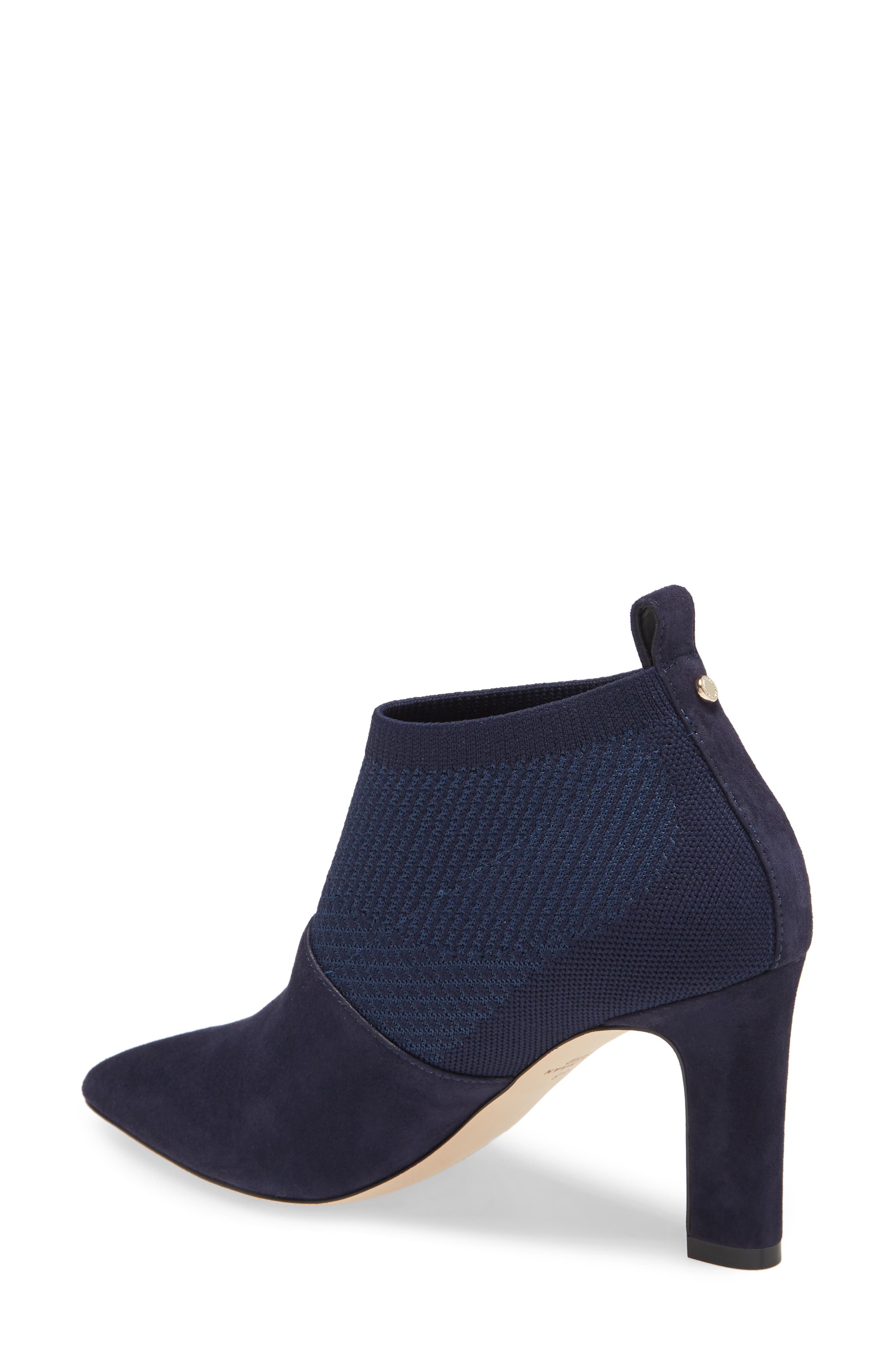 Vannie Pointed Toe Bootie, Alternate, color, MARINE BLUE KNIT/ SUEDE