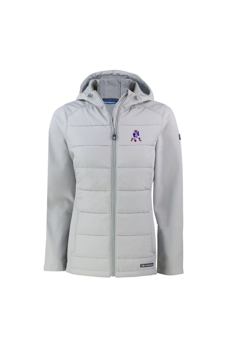 Cutter & Buck Women's Cutter & Buck  Gray New England Patriots Throwback Evoke Hybrid Eco Softshell Recycled Full-Zip Hoodie Jacket, Alternate, color, 
