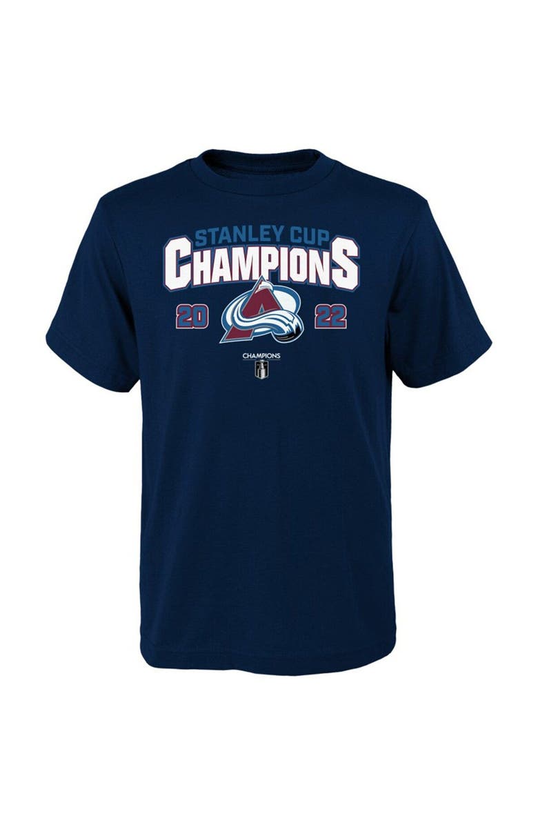 FANATICS Youth Fanatics Branded Navy Colorado Avalanche 2022 Stanley Cup Champions Roster T-Shirt, Alternate, color,