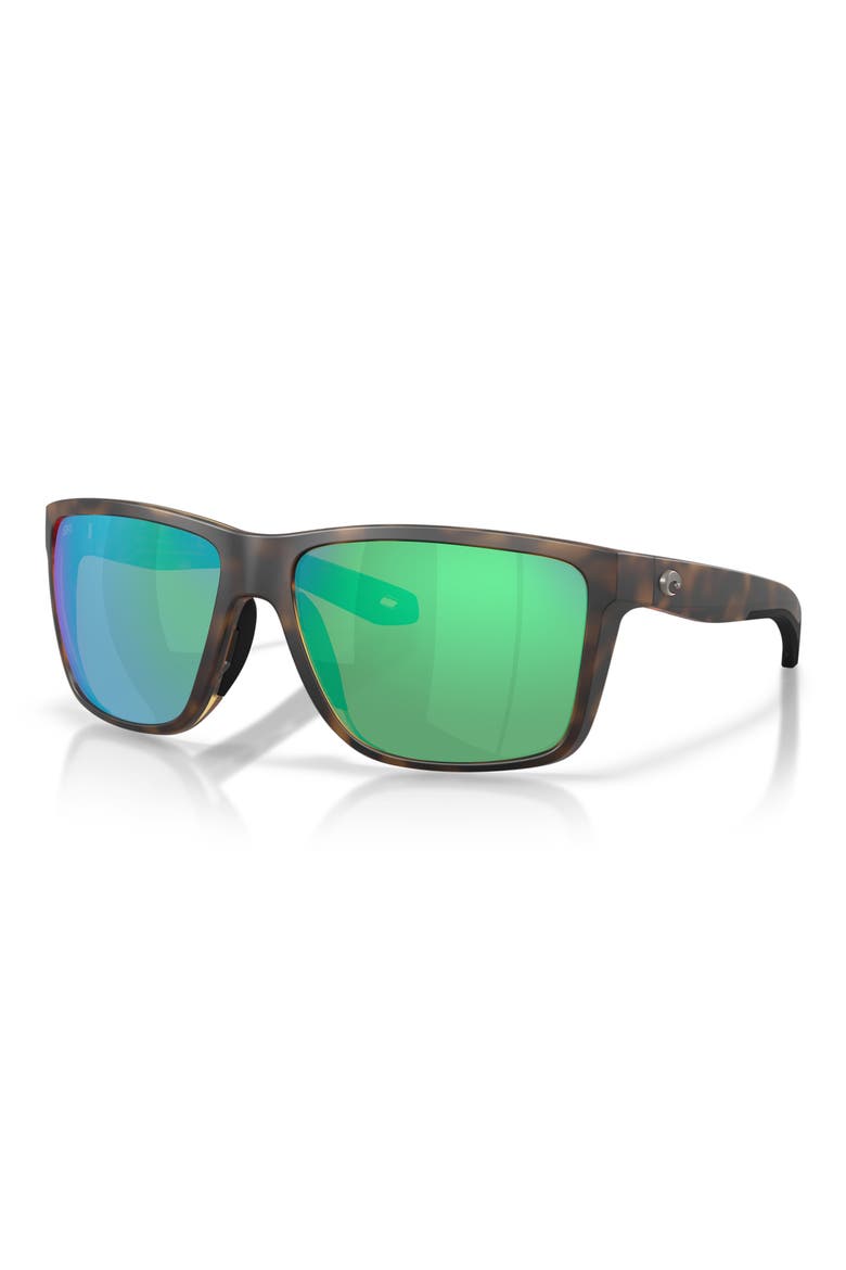 Broadbill II XL 62mm Polarized Oversize Rectangular Sunglasses, Alternate, color, MATTE TORTOISE / GREEN 580G