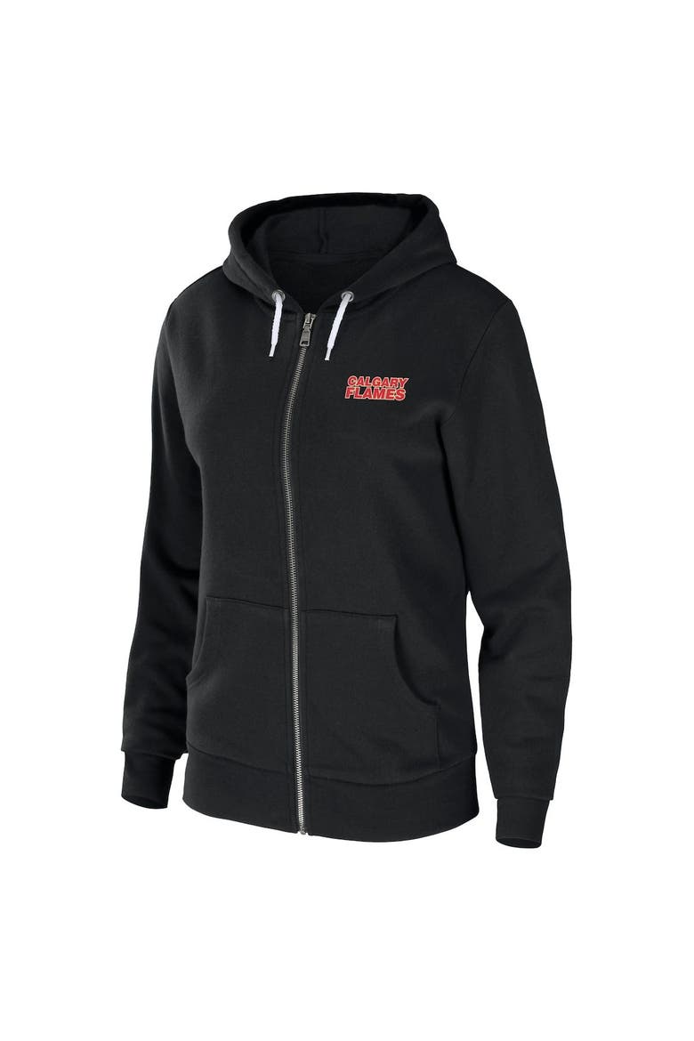 Women's WEAR by Erin Andrews Black Calgary Flames Sponge Fleece Full-Zip Hoodie, Alternate, color, Black