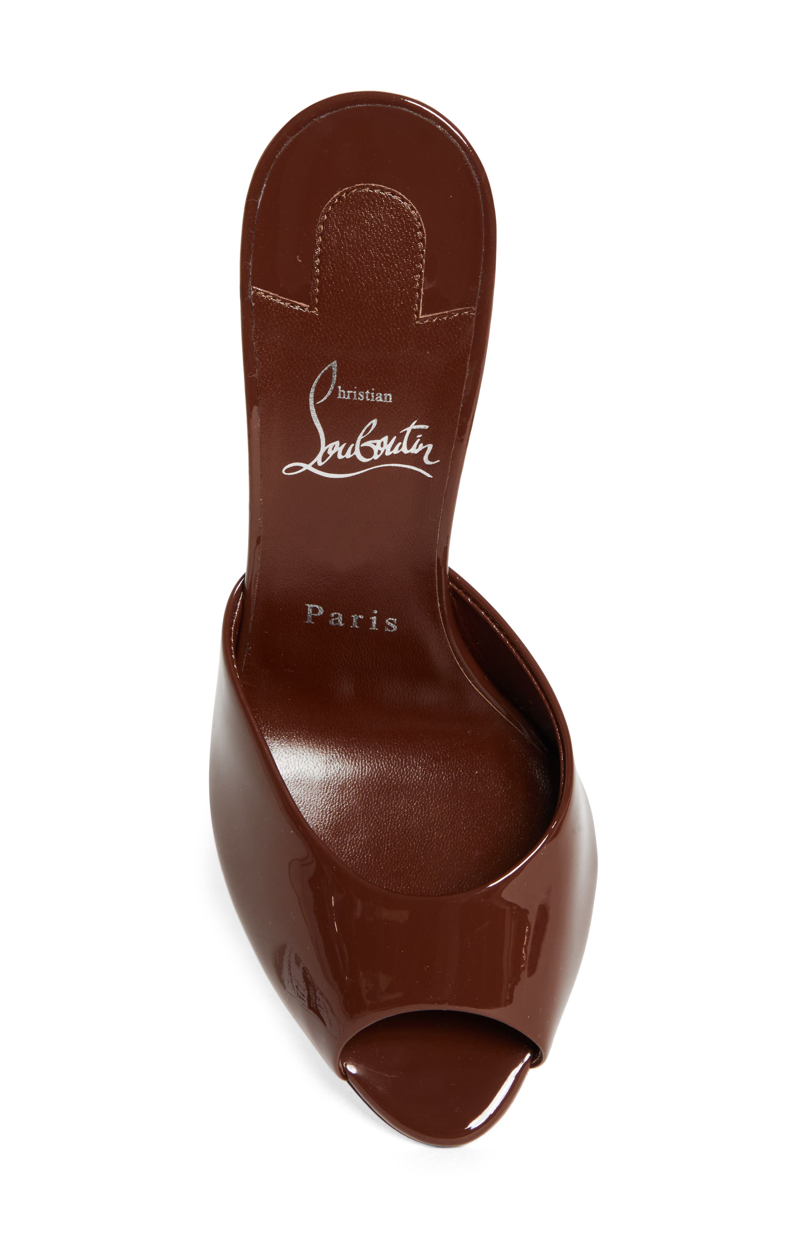 Me Dolly Peep Toe Slide Sandal, Alternate, color, DARK BROWN