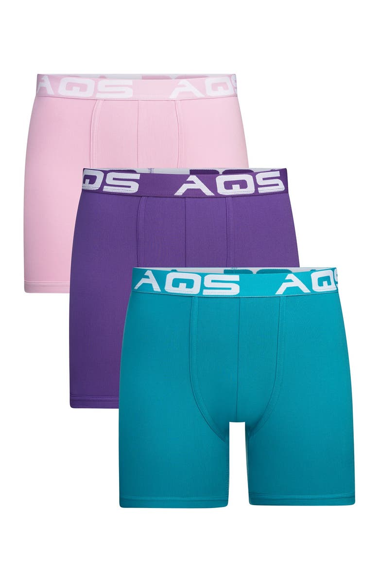 AQS Classic Boxer Briefs - Pack of 3, Main, color, Dark Purple/Turquoise/Pink