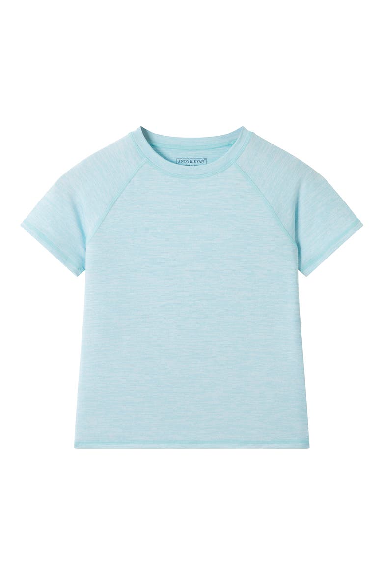 Kids' Raglan Sleeve UPF 50+ Rashguard, Main, color, TEAL HEATHER