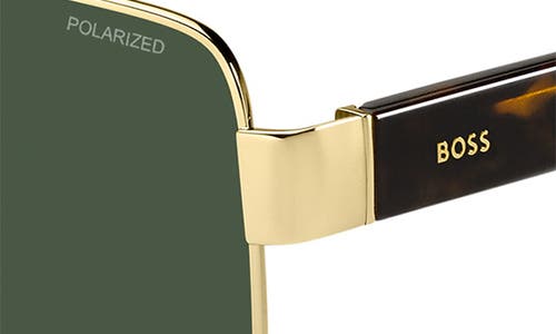 Hugo Boss Boss 62mm Oversize Polarized Navigator Sunglasses In Gold/green Polar