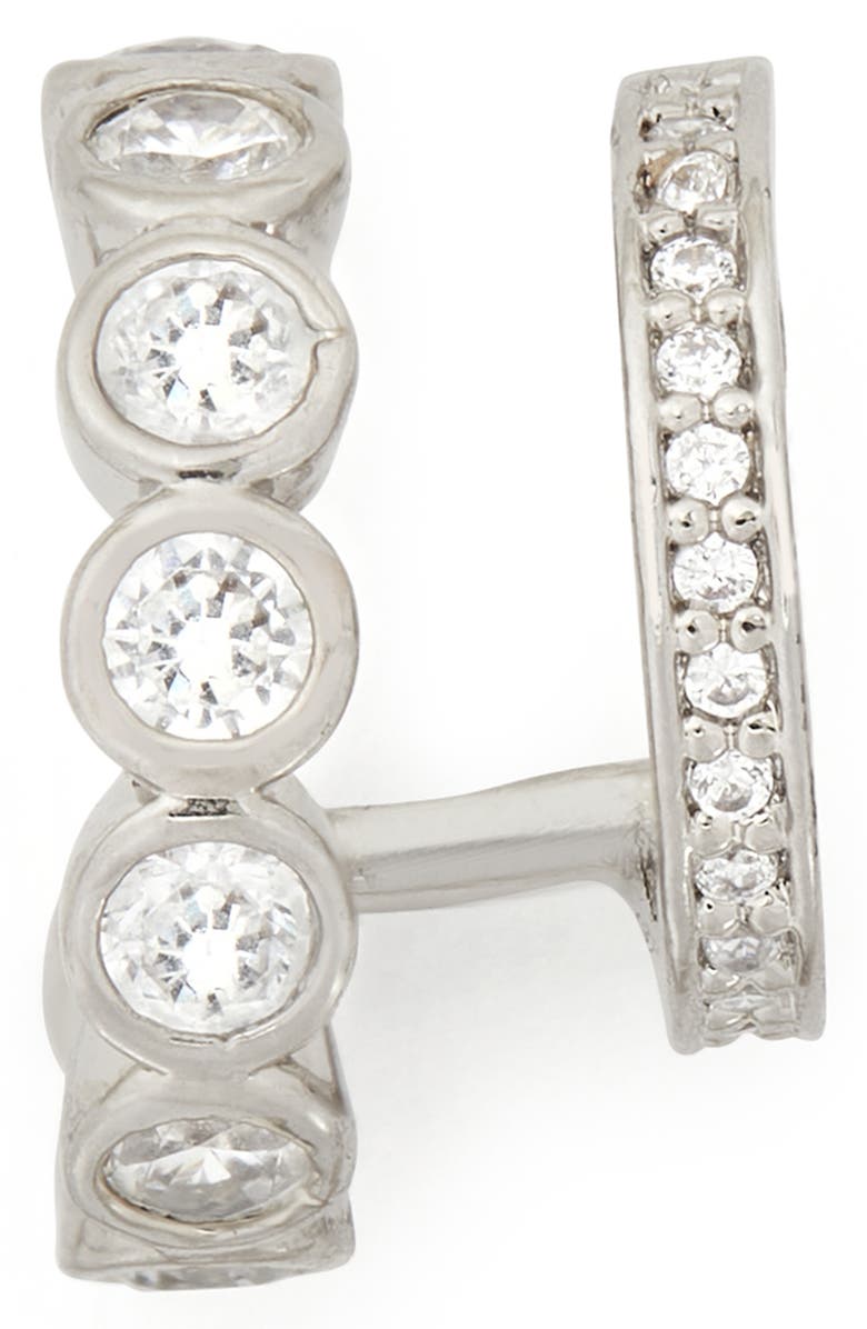 Kate Spade New York dazzle crystal double huggie hoop earrings, Alternate, color, 