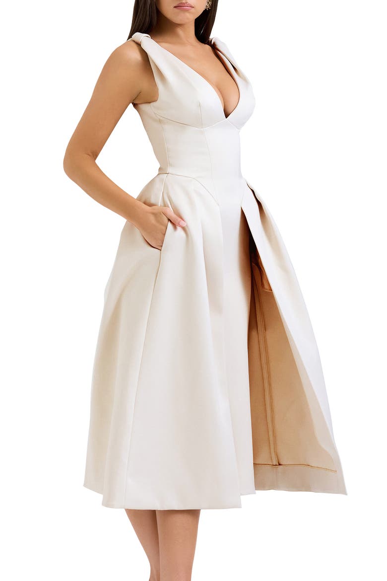 Paloma Sleeveless Satin Gown, Alternate, color, VINTAGE CREAM